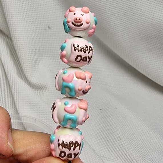 Beads Mote Manik Beads Full Painting Plus Lukis Happy Day Gambar Babi Pig
