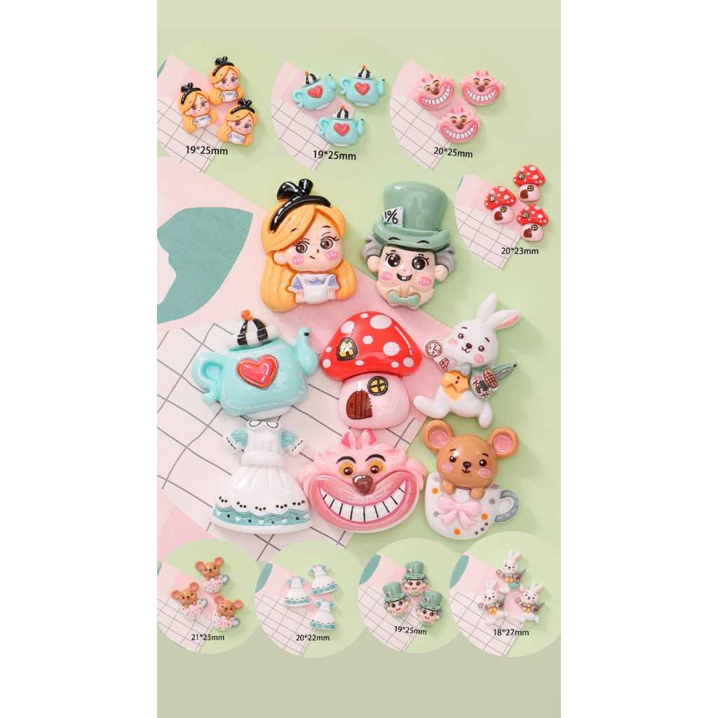 Clay Manik Mote Beads Alice In Wonderland 1 Set Belum Lobang Bisa Request